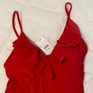 NWT J.Crew factory red swim top size extra small